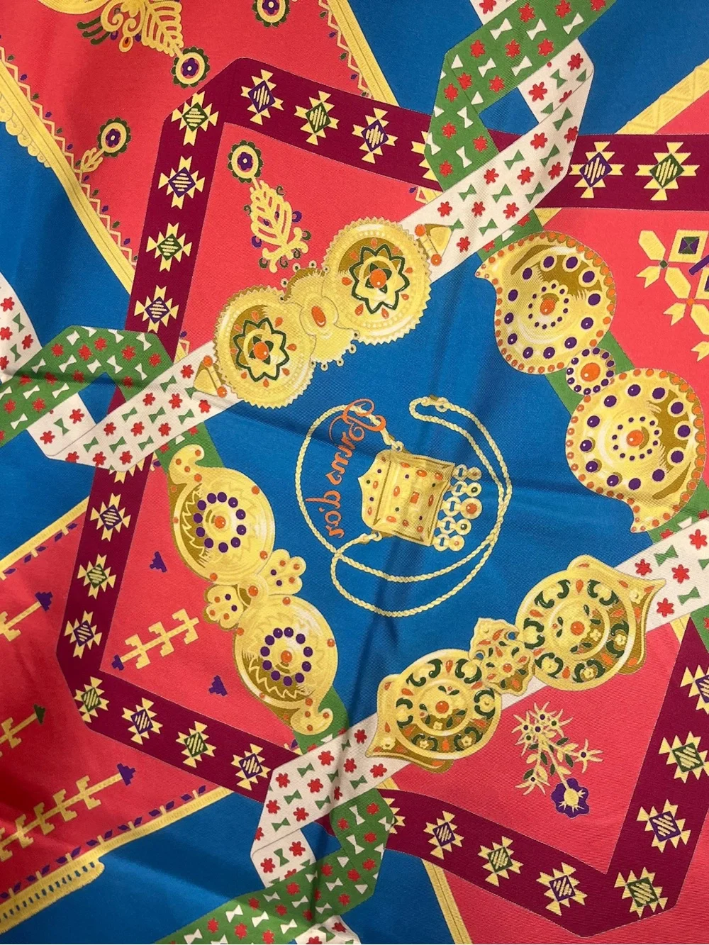 Hermes 'Brins d'Or' Patterned Silk Scarf, NEW